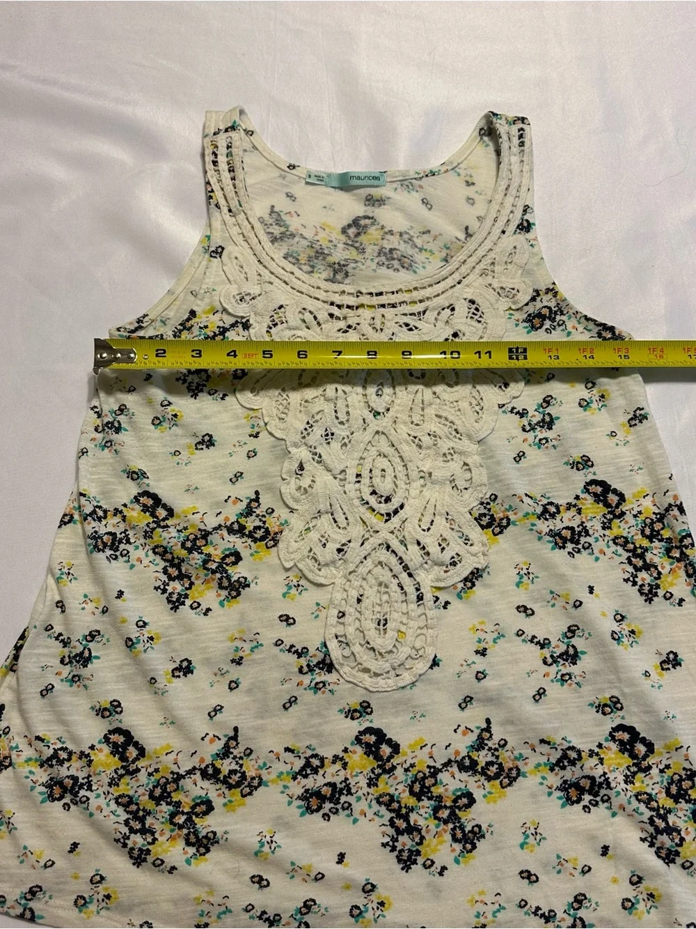 Maurices White Crochet Bib Floral Tank